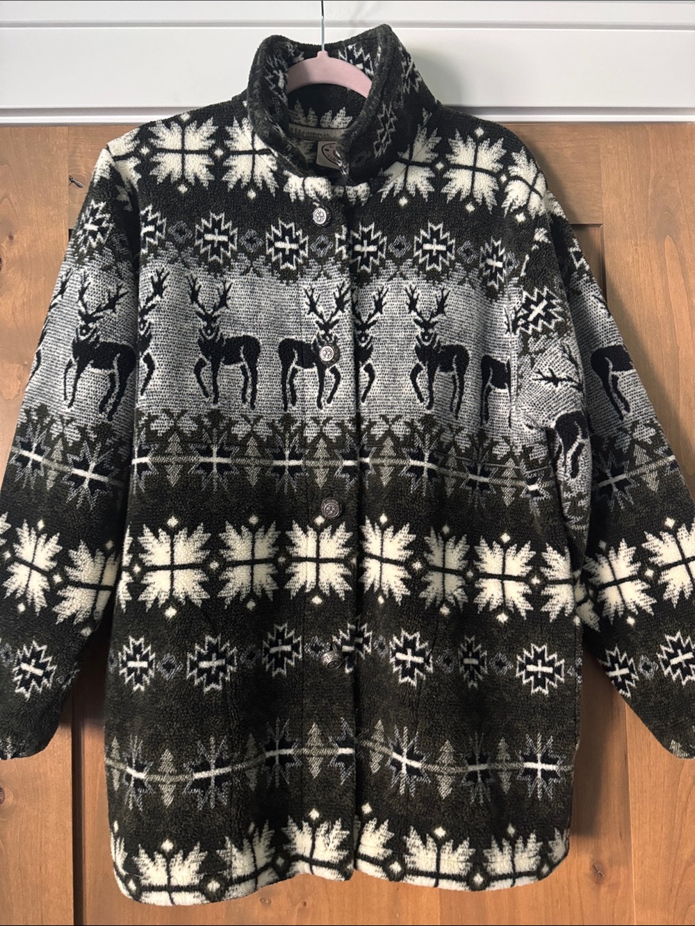 Vintage Y2K County Clothing Fleece Sherpa Jacket Womens M Warm Winter Festive